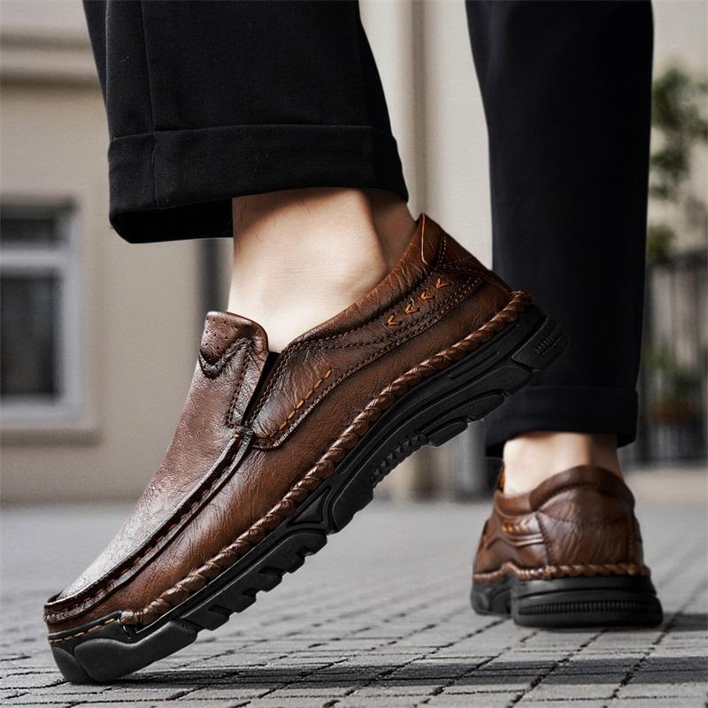 38-48 Men's Casual Shoes Handmade Rubber Soft Driving Car Men's Shoes Outdoor Waterproof Boots Men's Shoes Men's Genuine Leather Moccasins