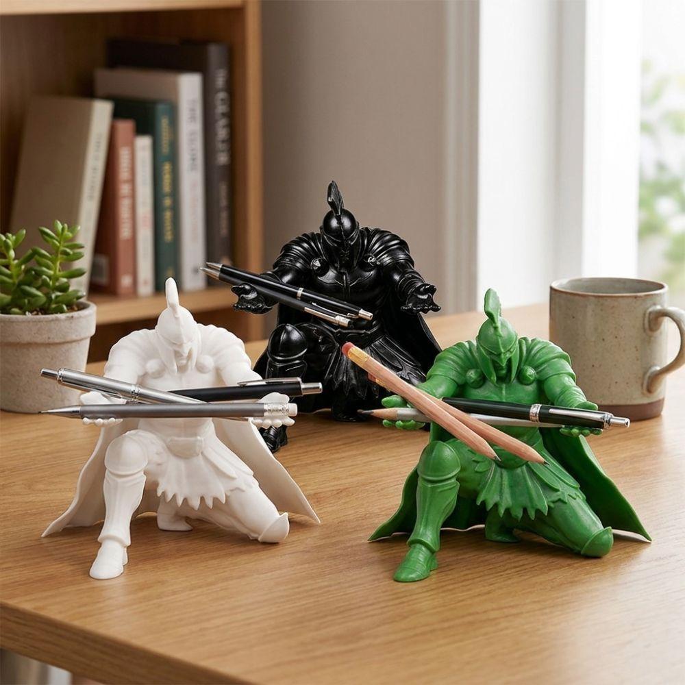 Plastic Kneeling Knight Pen Rack 3D Printed Roman Gladiator Pen Stand Birthday Gift