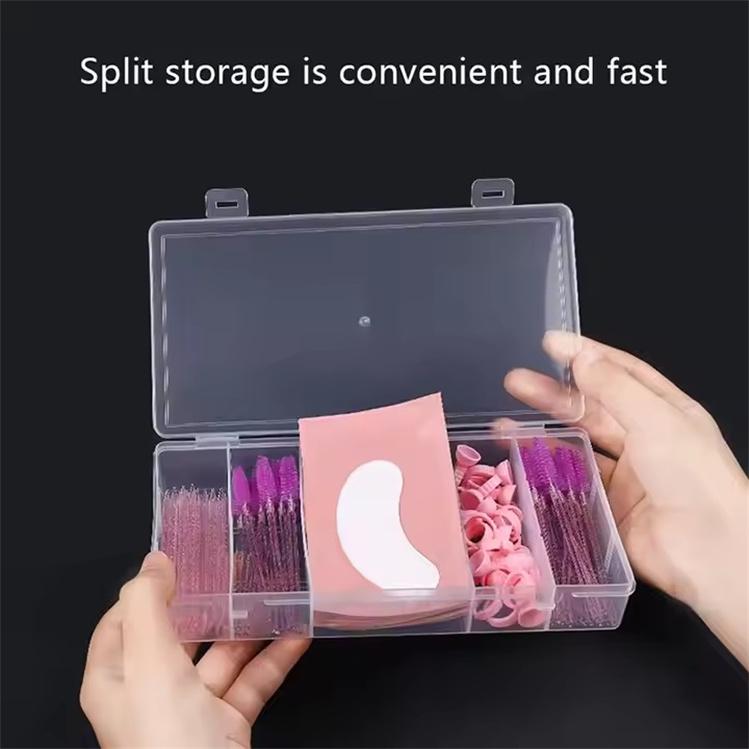 Professional Portable 5 Grids Separated Transparent Arylic Storage Box Rectangle Eyelashes Extension Tool Storage Box