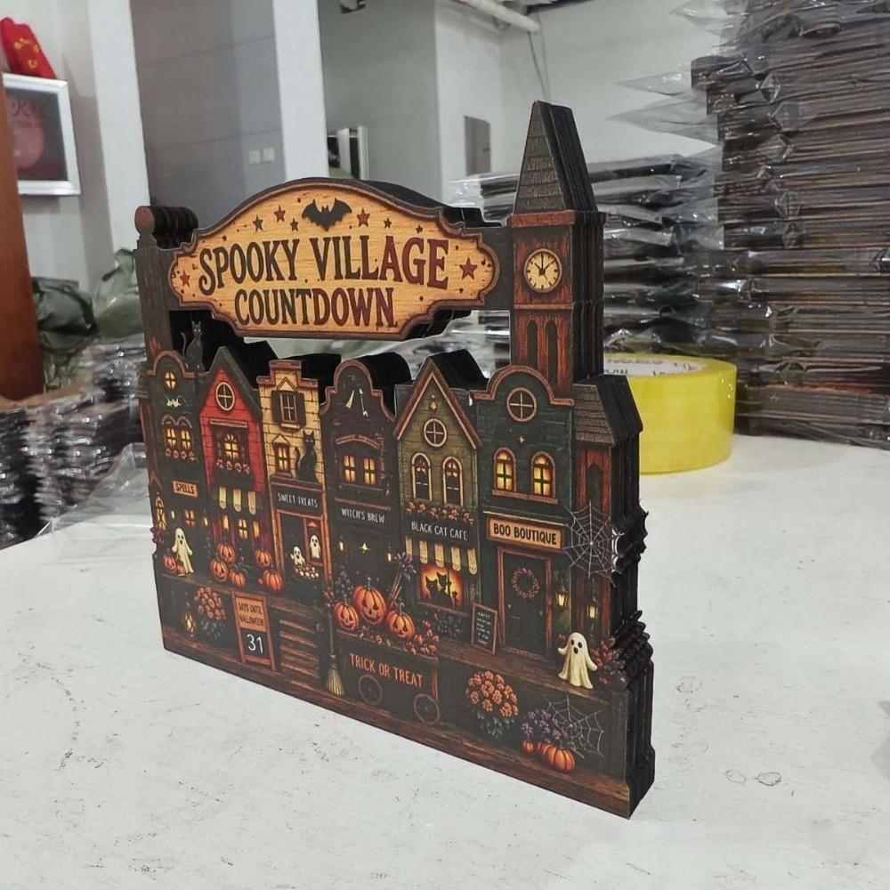 Multi-layer Wooden Haunted House Vintage Finish Rustic Autumn Ornament  Interior Designer
