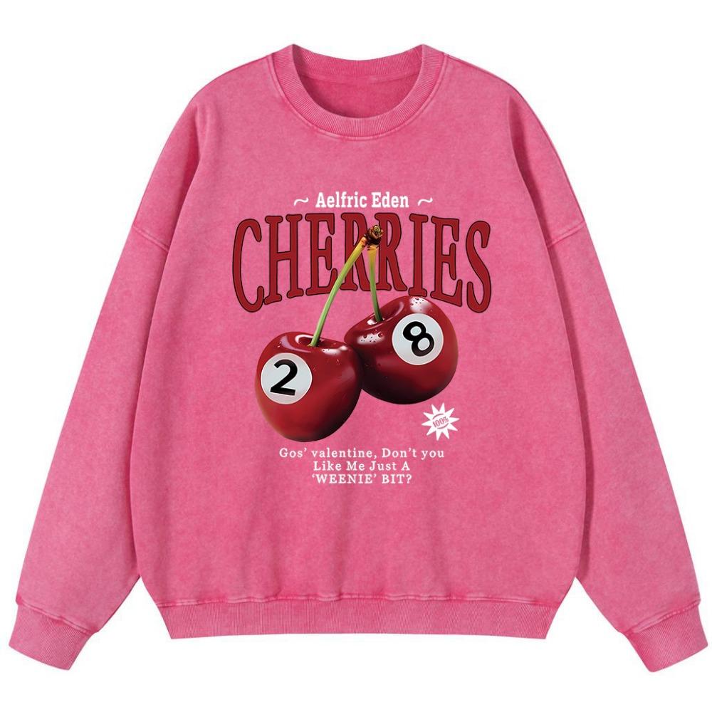 Billiards Cherry Girl Vintage Washed Cotton Sweatshirt Harajuku Thin style Fashion Crewneck Hoodie Vintage Oversize Tops