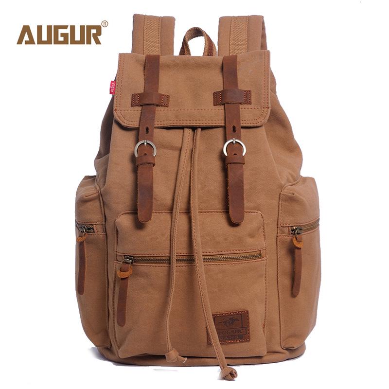 AUGUR Vintage Canvas Backpack for Men – Dual-Shoulder Laptop & School Bag