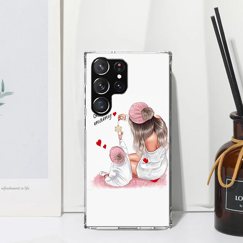 Mom Baby Girls Phone Case For Samsung Galaxy S26 S25 Edge S24 FE S23 S22 Ultra S21 Plus S20 + Art Fundas Back Cover Galaxy S24 S