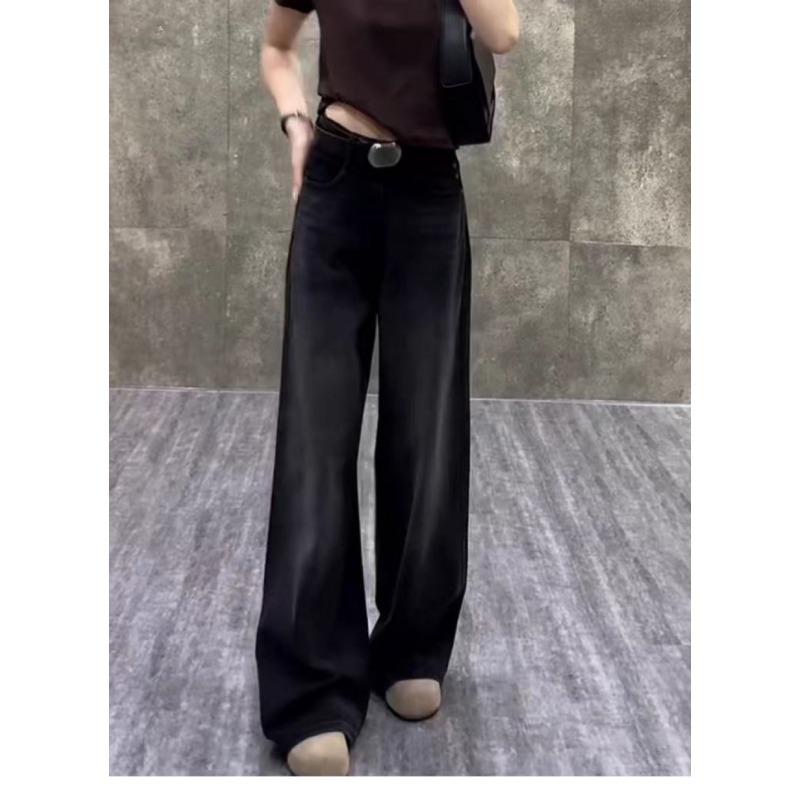 Autumn Winter High Waist Vintage Wide Leg Denim Pants Women Loose Casual All-match Straight Jeans Trousers