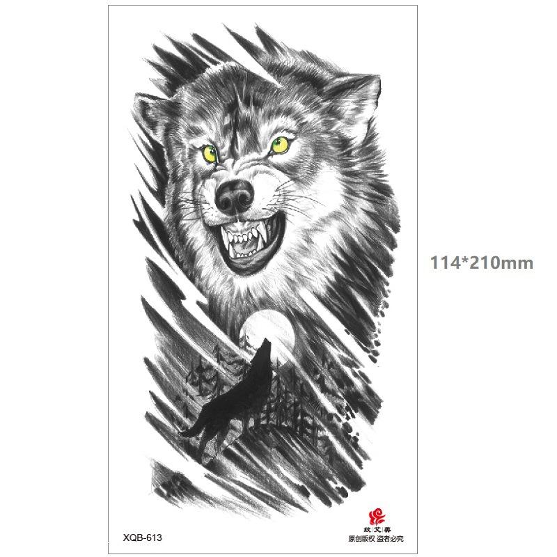 

Дракон Волк Тигр Черный Водный Переводной Имитация Одноразовый Временный Набор Животных Татуировки Наклейка На Половину Руки 114*210MM