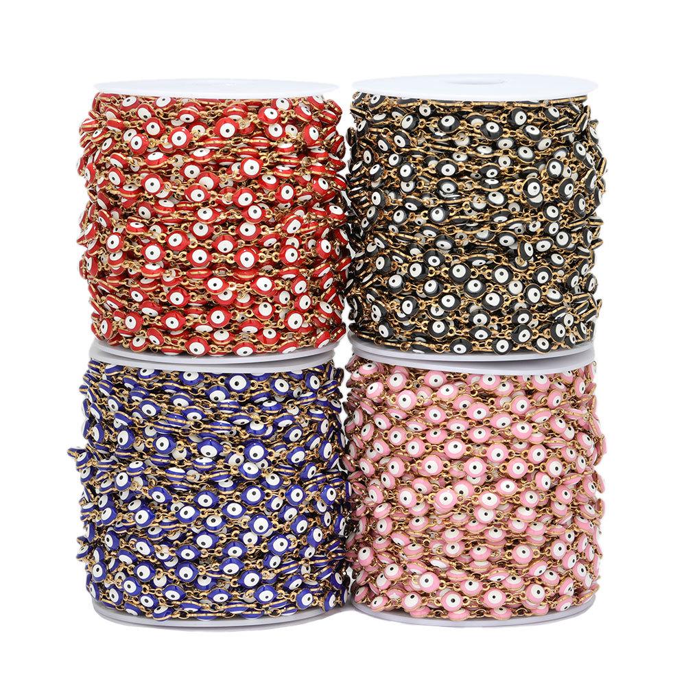 Colorful Stainless Steel Evil Eye Chain for DIY Jewelry: Bracelets & Necklaces