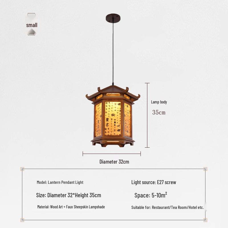 

Chinese Antique Solid Wood Chandelier with Red Lantern for Restaurant, Corridor, Foyer, or Balcony