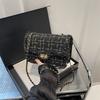 Women's Tweed Chain Small Square Bag Fashionable Single Shoulder Crossbody Bag Vintage Minimalist Handbag