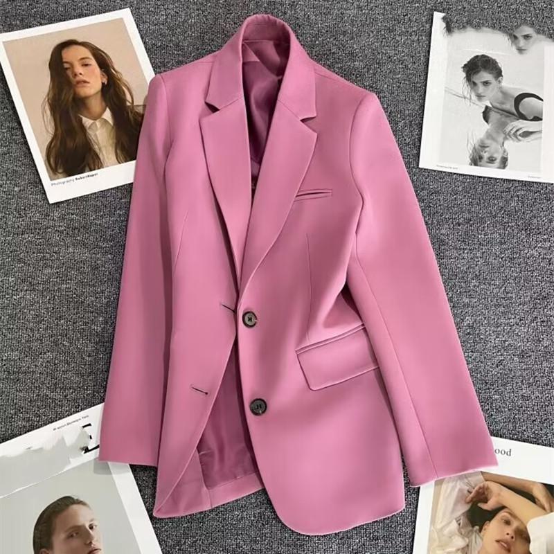 Four Seasons Women's Khaki Suit Jacket Spring Autumn CollectionElegant High-End Street Style for The Leisure Season