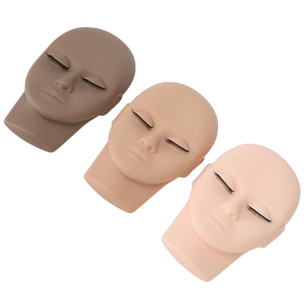 3pcs Lash Mannequin Head with Replaceable Eyelid Reusable Eyelash Extension Mannequin for Practice