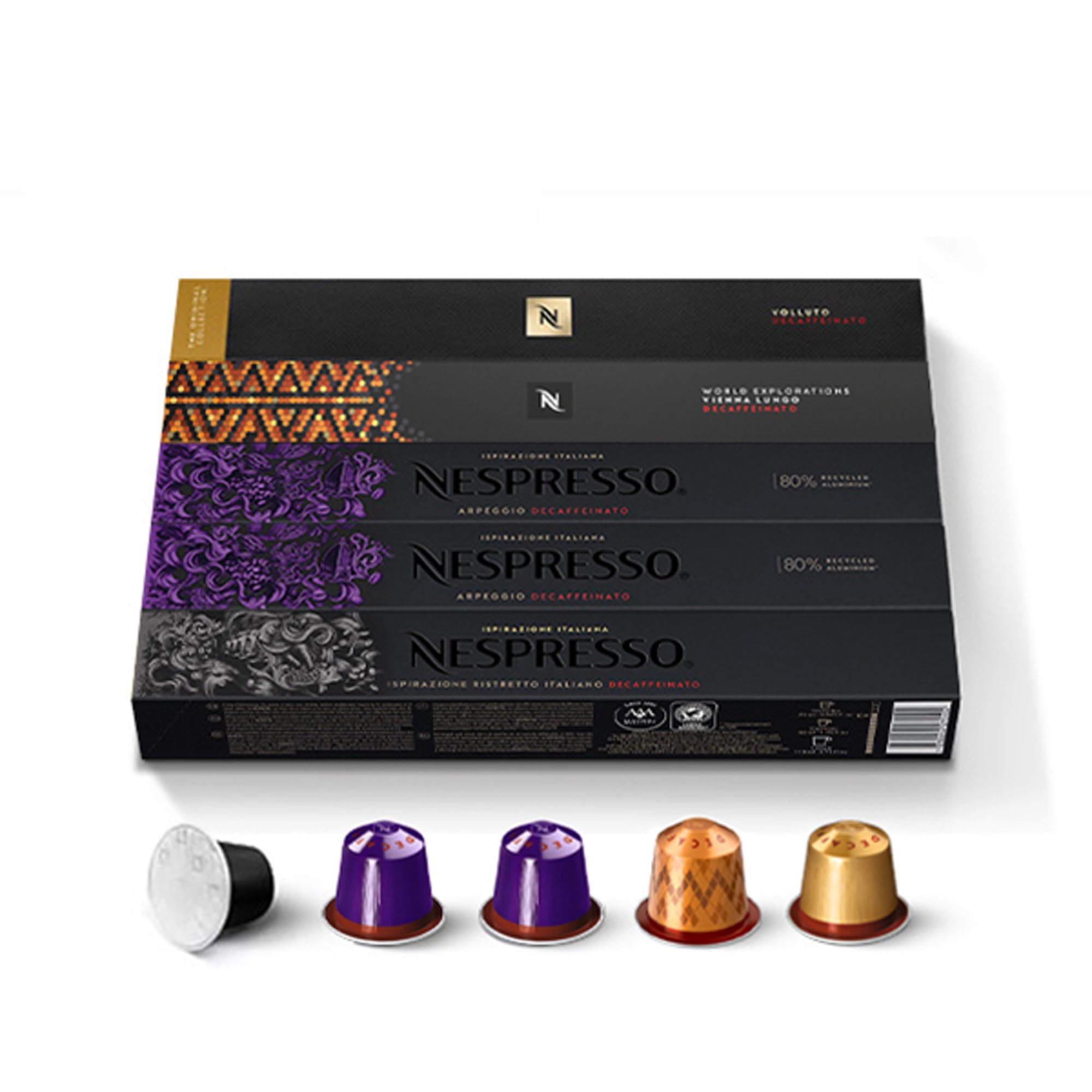 

[Официальный Nespresso] Набор кофе Nespresso Decaf, 4 вкуса (50 чашек), Оригинальные капсулы (RO-E05K05)