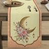 Golden Lantern Ramadan Table Runner White Moon Star Polyester Eid Mubarak Tablecloth Eid Al Fitr Dining Table Decoration