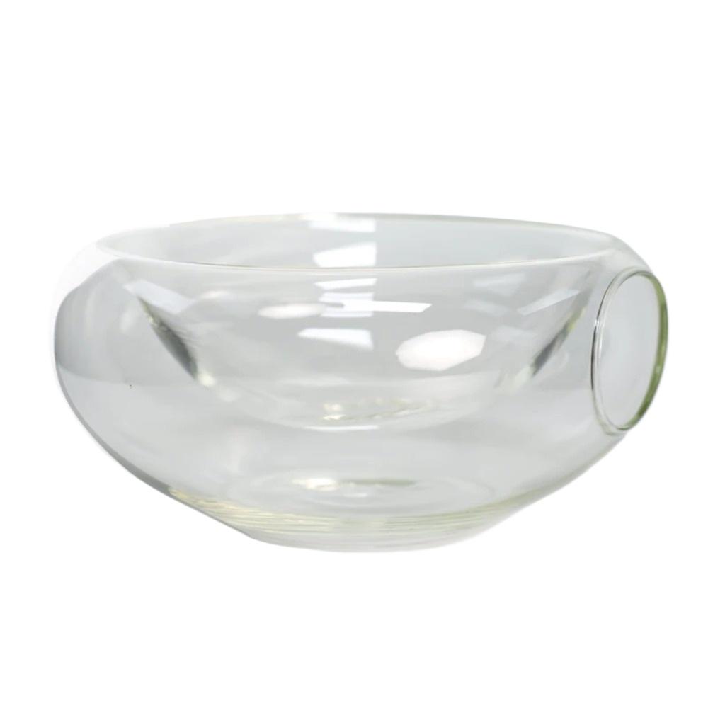 Transparent High-temperature Glass Bowl with Side Opening Dry Ice Bowl Creative Cuisine Tableware Special Restaurant Salad Bowl
