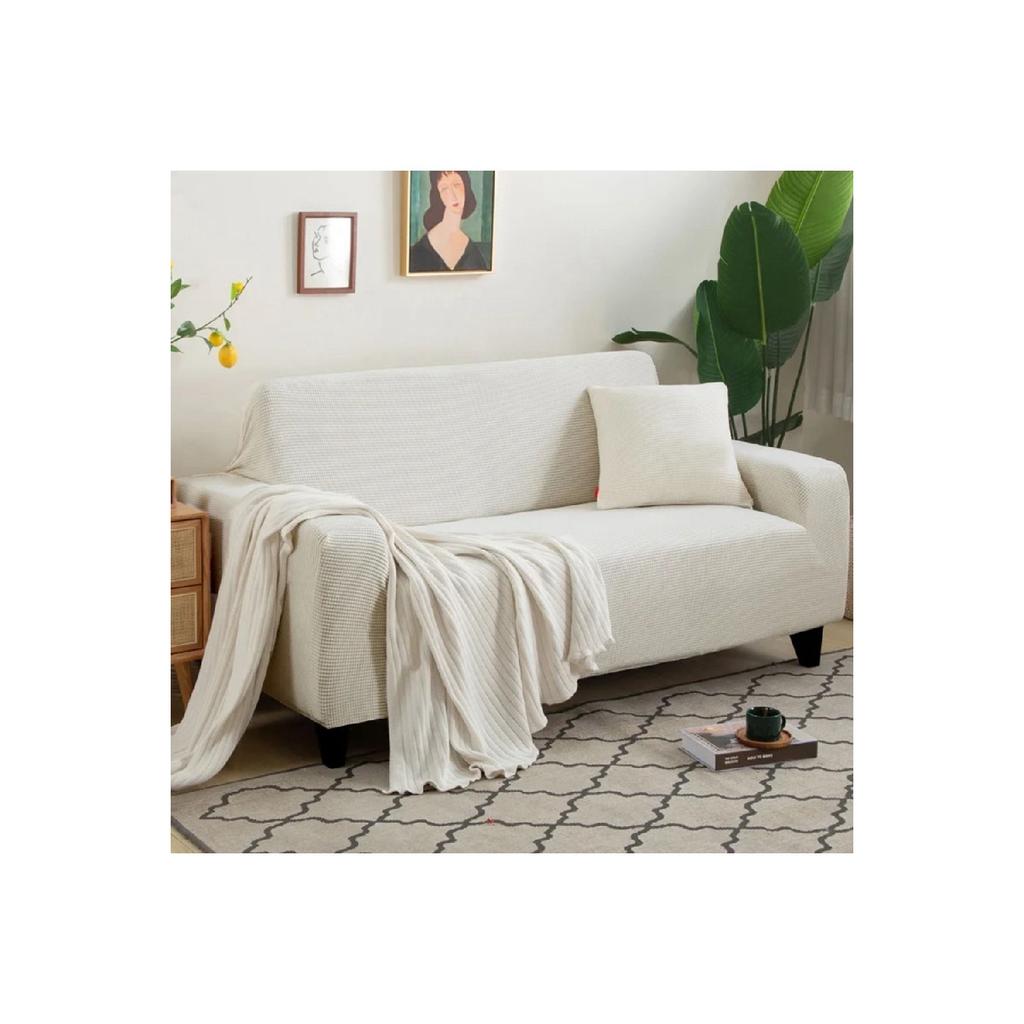 Lycra Stretch Elastic Flexible Washable Square Pattern Three-seater Sofa Cover Sofa Cover