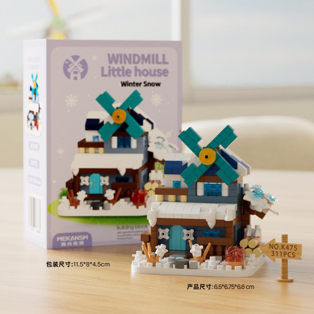 Non-Toxic Christmas Toys Four Seasons Cabin Building Blocks Micro Bricks Kids Educational Toys Diy Christmas Decorations Gifts