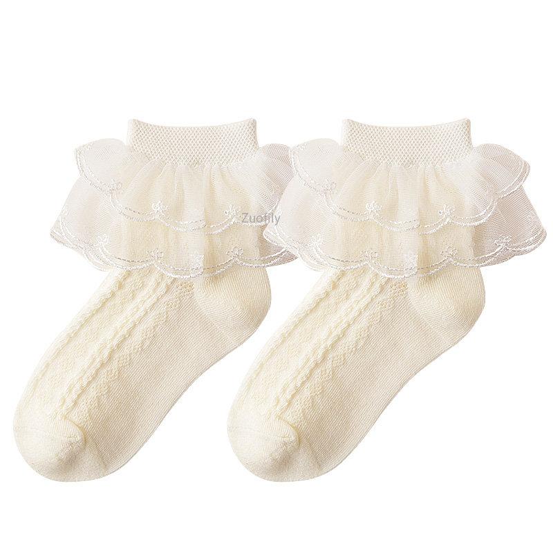 2-9Y Baby Spring Lace Ruffle Socks Children Cotton Autumn Girls Dance Socks Cute Toddler Socks Princess Style Baby Accessories