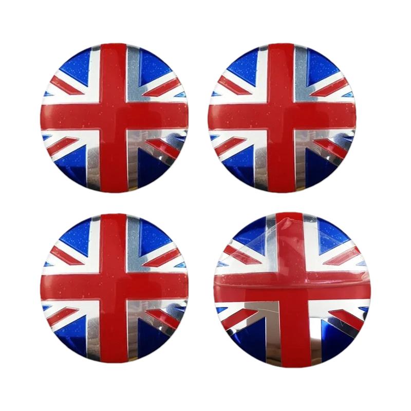 4pcs 56mm 60mmUniversal Car Wheel Center Cover Hub Cap Union Jack Badge Sticker Replacement