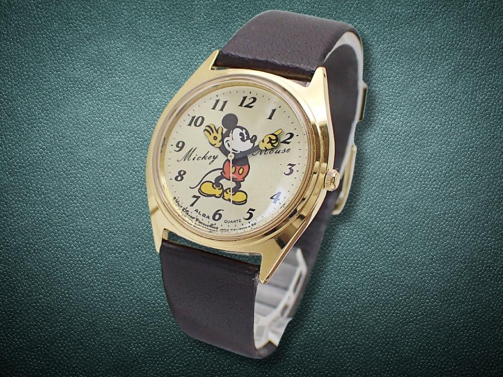 Seiko Alba Y131-6030 GP/SS Pie-Eyed Mickey Mouse Quartz Used