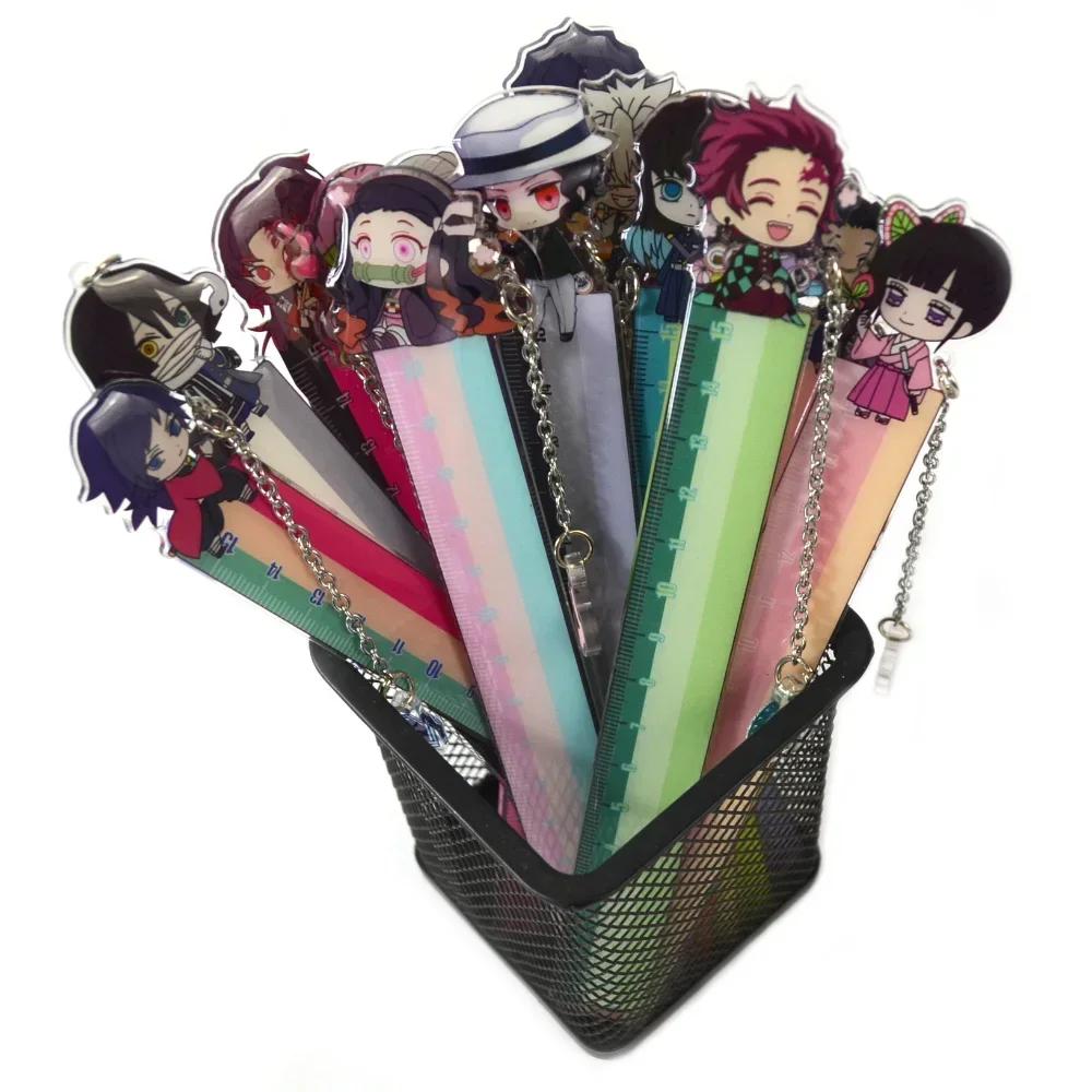 Anime Ruler Kamado Tanjirou Nezuko Kawaii Figure Straight Ruler Drawing Rulers School Stationery Kids Gift