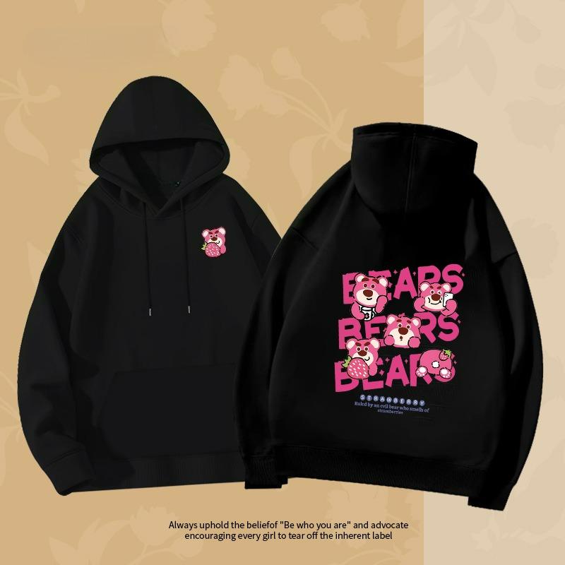 Couple Hoodie Women's Hoodie 2025 New Lotso Strawberry Bear Print High Quality Disney Cartoon Style Women's Hoodie Jacket