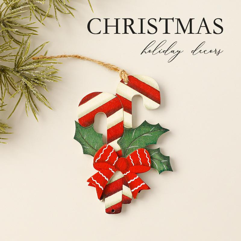 Creative Wooden Christmas Tree Decorations With Cartoon Style For Holiday Scene Decor