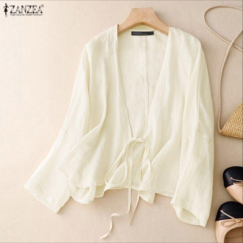 ZANZEA Wome Casual Loose Long Sleeve Thin Kimono Cardigan Blouse