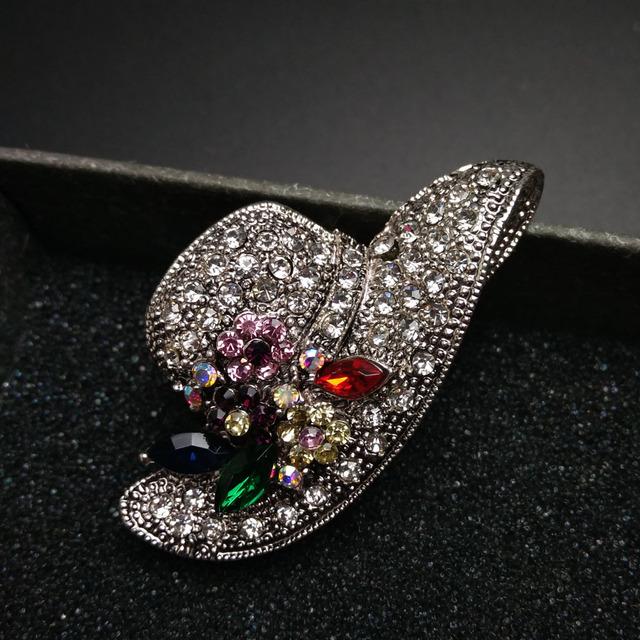 Rhinestone Hat Brooches For Women Fashion Vintage Summer Design Flower Jewelry Wedding Accessories  Colors Pick