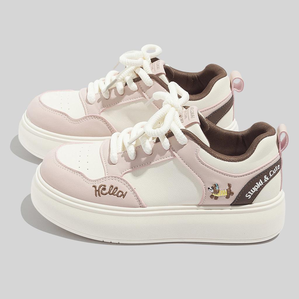 Glocke Cartoon Hundepfote Koreanische lässige kleine weiße Schuhe 2026 dicke Sohle Schuhe B2961