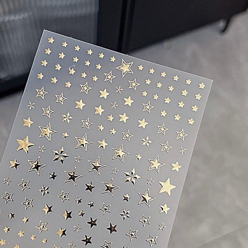 

Korean Style Ins Short Armor XINGX Nail Stickers Three-Dimensional Micro Relief Gold Silver XINGX Gold five-pointed star
