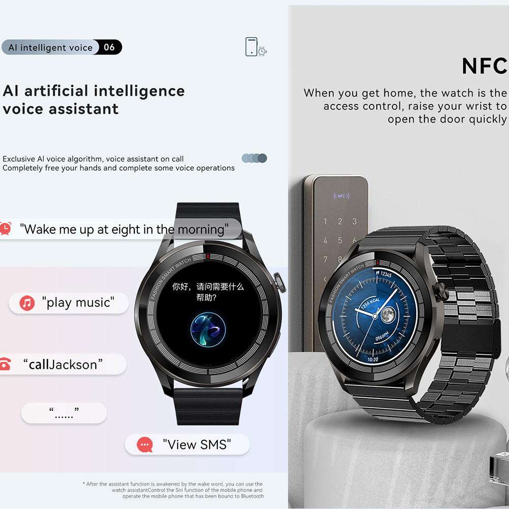 1.39 Inches Big Screen Smart Watch Men Women Wireless Charging Fitness Heartrate Smartwatch Nfc For Huawei Phone Gt3 Pro