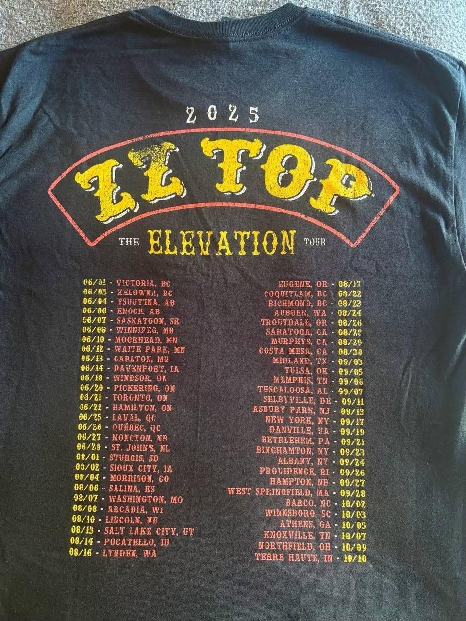 ZZ Top The Elevation Tour 2025 Rock Band Concert Dates 100% Cotton T-shirt Mens Womens Tees Top 4XL