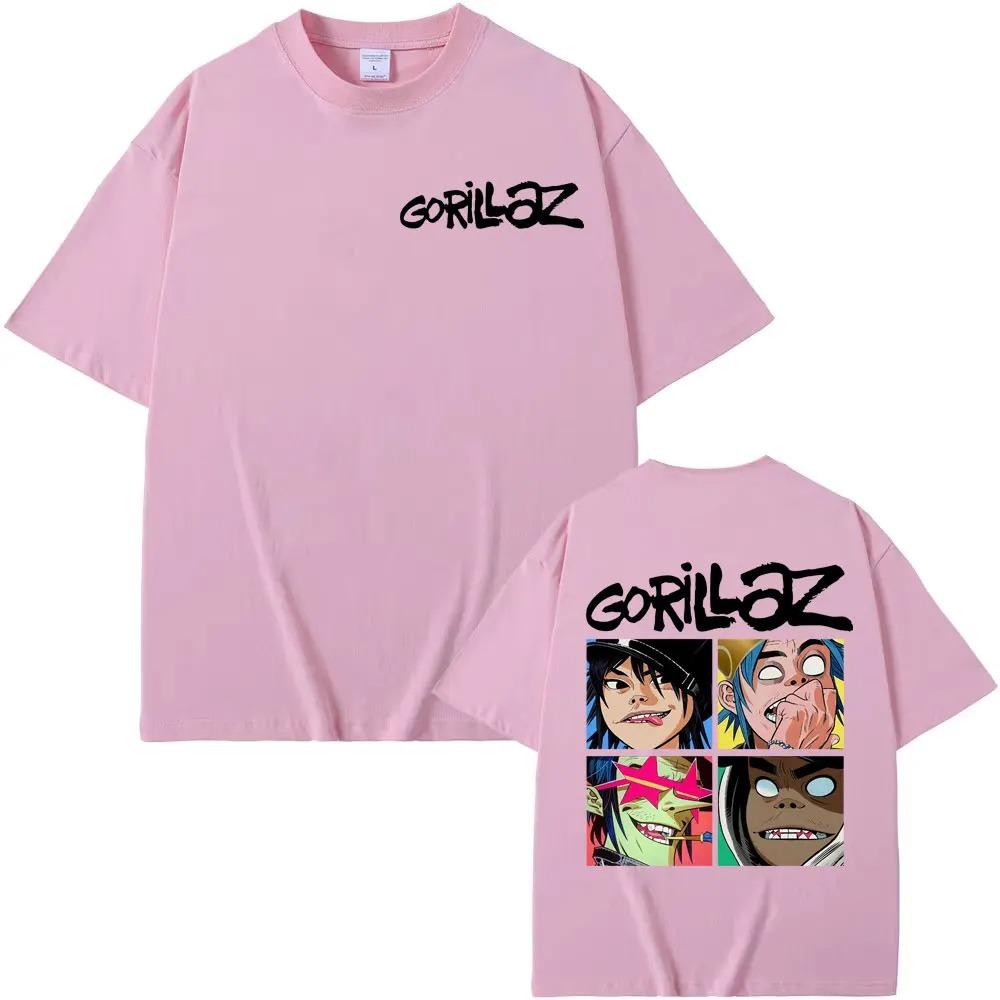 Gorillaz Rockband Vintage Cartoon Grafik T-Shirt Unisex Harajuku Stil Klassisch Übergroß 100% Baumwolle Streetwear T-Shirt
