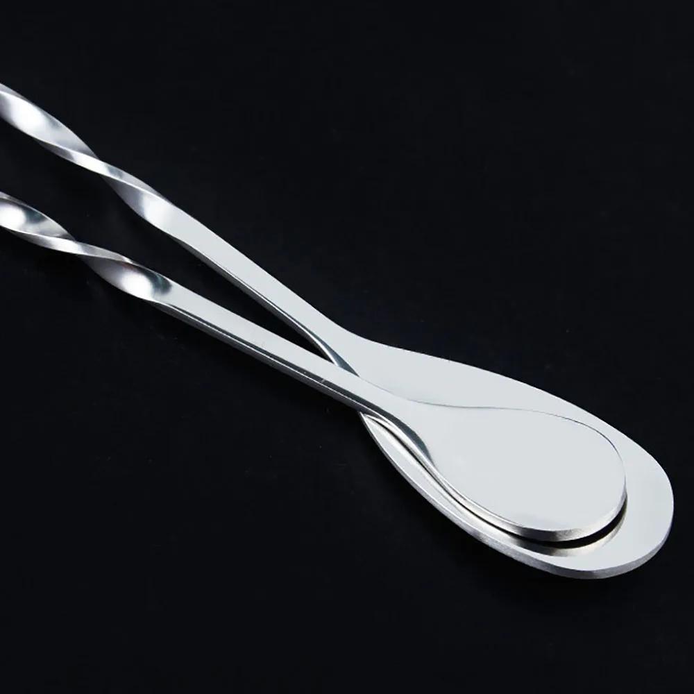 Stainless Steel 304 Spiral Cocktail Stir Spoons Bartender Muddlers for Whisky Drinks Mixing Bar Essential Tool