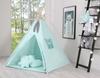 Tipi tent for children + feather pendants - light mint