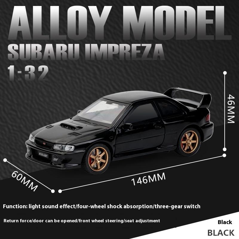 1/32 Scale Subaru Impreza WRX STI Modified Vehicle Alloy Metal Diecast Model Car Sound and Light Pull Back Birthday Gift for Child