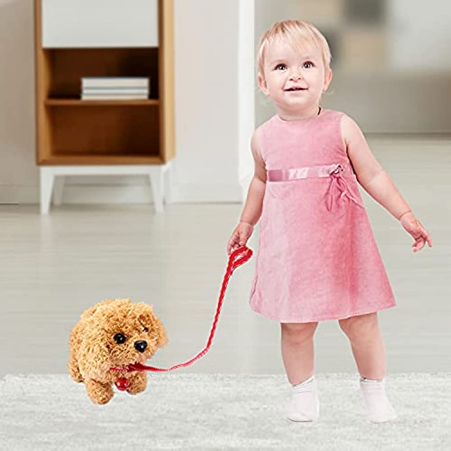18CM Electric Simulation Puppy Plush Toys Interactive Dog Robot Walking Barking Tail Wagging Toy for Kids Birthday Xmas Gift
