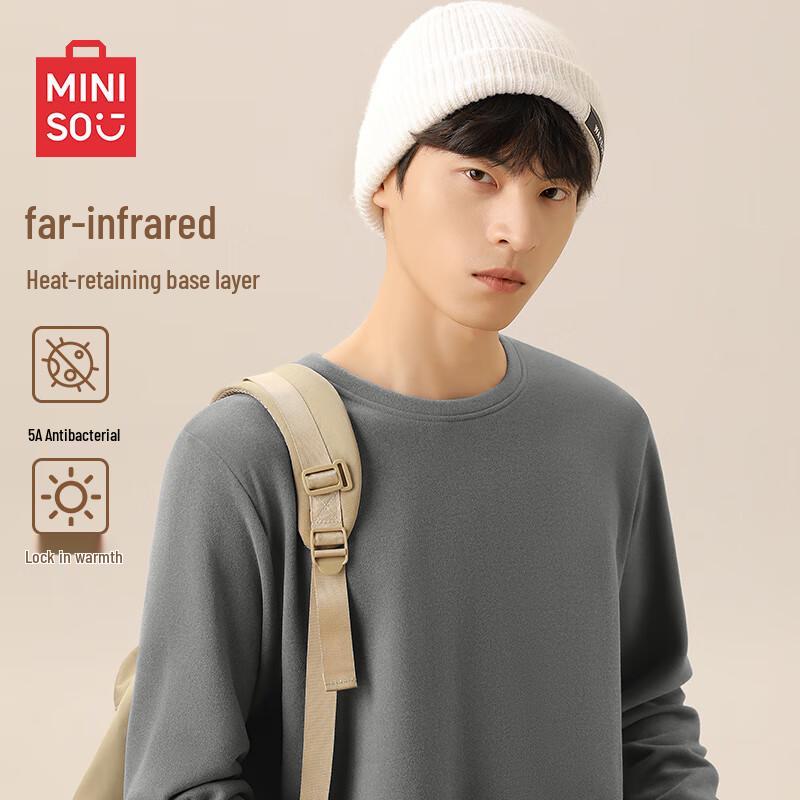 MINISO Men s Fleece-lined Thermal Long Sleeve T-Shirt M