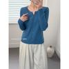 V-neck gentle wind knitted small cardigan top, female slim body, pit strip texture, versatile outside and thin inside