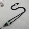 Hand-Woven Adjustable Natural Aventurine Jade Pendant Necklace for Men and Women