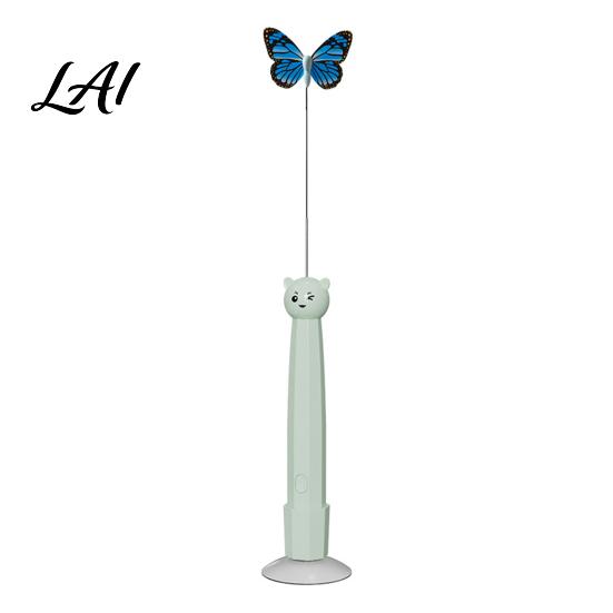 Handheld Cat Wand Toy Electric Butterfly Wand Rechargeable Interactive Toy 360 Spinning Self-Play Exercise Toys for Kittens with 2 Modes,