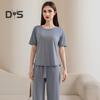 Women's Summer Pajama Set Round Neck Short Sleeve Top And Pants Sleepwear Set Casual Loose Two Piece Lounge Set