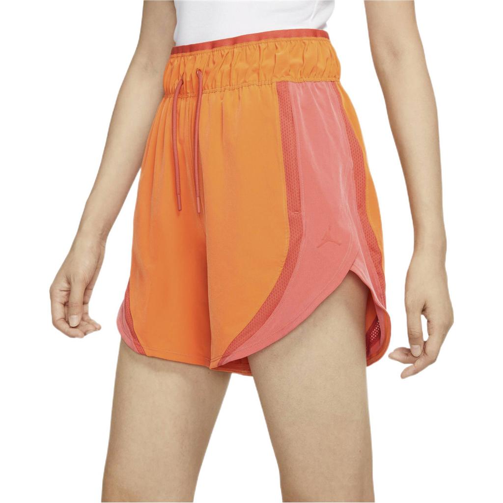 Jordan Sport Logo Print Elastic Waist Mid Rise Straight Leg Shorts Women Shorts Orange DQ4456-819