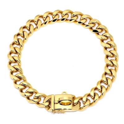 19Mm Dog Chain Collar Dog Collar with Safety Buckle Stainless Steel Gold Pet Collar