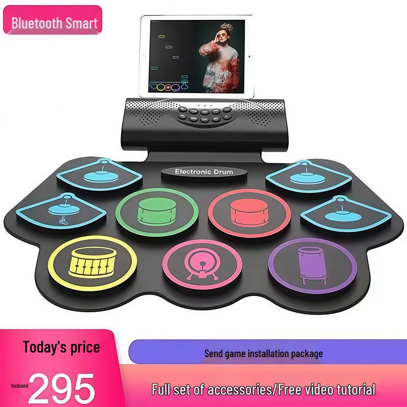 Portable Electronic Hand Roll Drum Kit for Beginners and Children - Foldable Jazz Drum Set