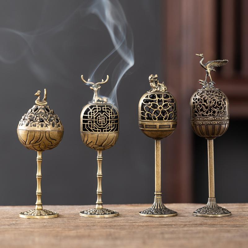 Zinc Alloy Hollow Aromatherapy Deer Crane Incense Burner Indoor High-foot Stove Office Tea Room Decoration Incense Burners