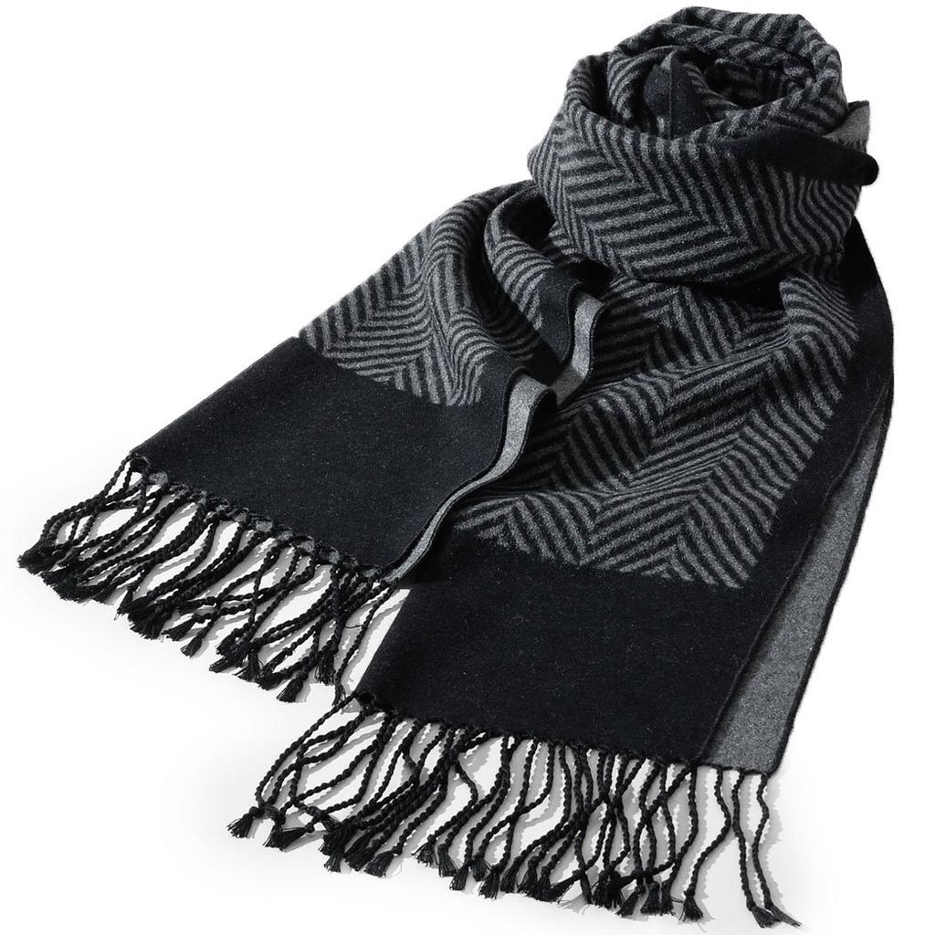 Le Orme Gray Scarf, 100% Silk, Brushed, Men's, Business, Casual, Brand, Gift, Fall/Winter, A Herringbone, CTSM-26