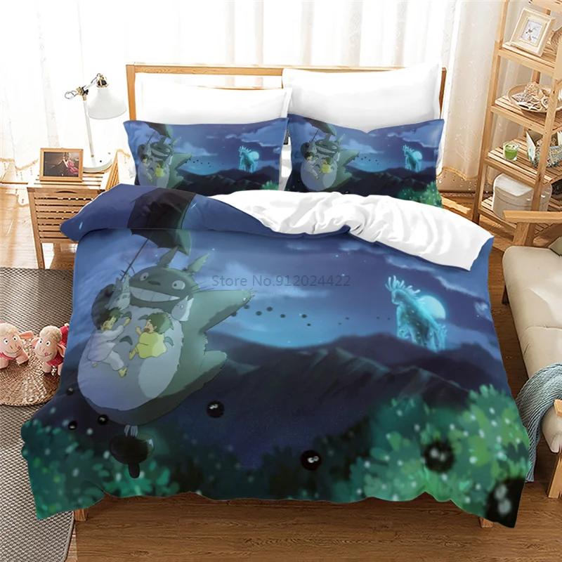 My Neighbor Totoro Cartoon 3d Bedding Set Anime Twin Full Queen King Comforter Cover Set with Pillowcase 2/3pcs Duvet Cover Sets