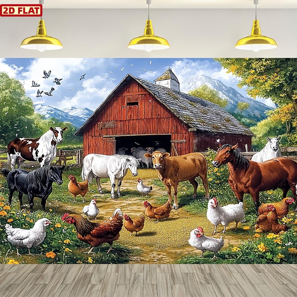 2D plane 2D plane - 1 piece of 2D plane banner presenting a rural farm animal scene 100x150cm