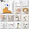 Home Decor Car Sofa Cushion Cover Abstract Face Collection Print Square Pillowcase