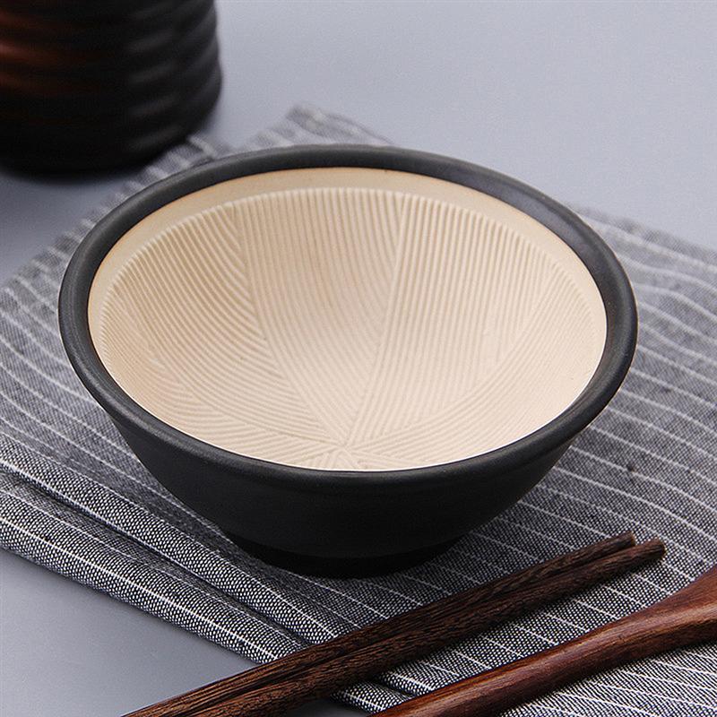 Japanese Style Ceramic Grinding Bowl Kitchen Restaurant Tableware Bowl for Home Restaurant Hotel (Black) | Bowls